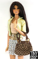 12" Fashion Doll Tweed Indeed Faux Quilt Handbag - Tiny Frock Shop