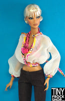 12" Fashion Doll White Blousson Tie Top