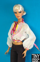 12" Fashion Doll White Blousson Tie Top
