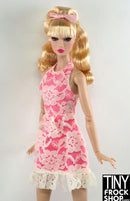 12" Fashion Doll White Lace Halter Dress with Pink Lining