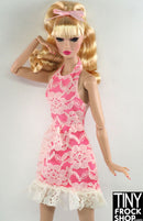 12" Fashion Doll White Lace Halter Dress with Pink Lining