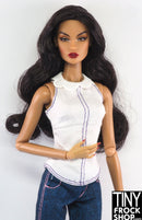 12" Fashion Doll White Pique Scalloped Collar Top