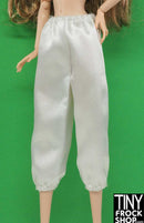 12" Fashion Doll White Satin Bubble Hem Pants - Tiny Frock Shop