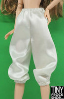 12" Fashion Doll White Satin Bubble Hem Pants - Tiny Frock Shop