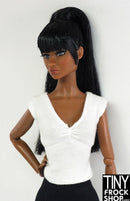 12" Fashion Doll White Shirred Front Tee