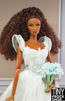 12" Fashion Doll White Wedding Dress with Sparkle - Tiny Frock Shop