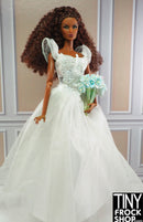 12" Fashion Doll White Wedding Dress with Sparkle - Tiny Frock Shop