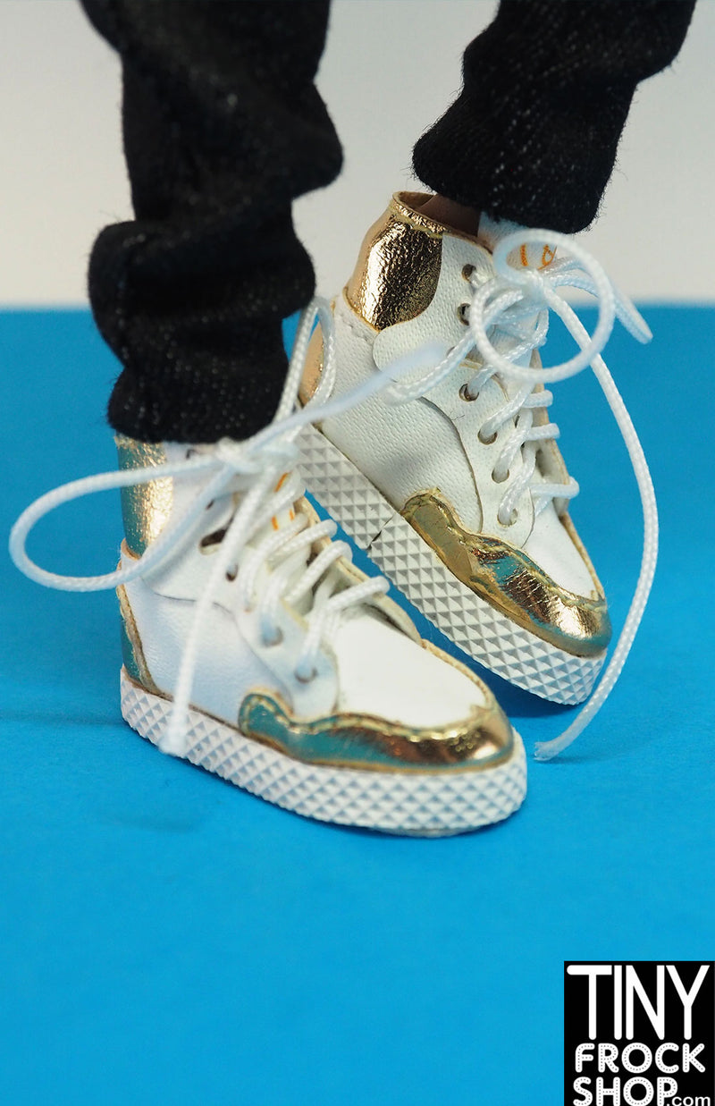 12" Fashion Doll White and Gold Sneakers by The Janchor