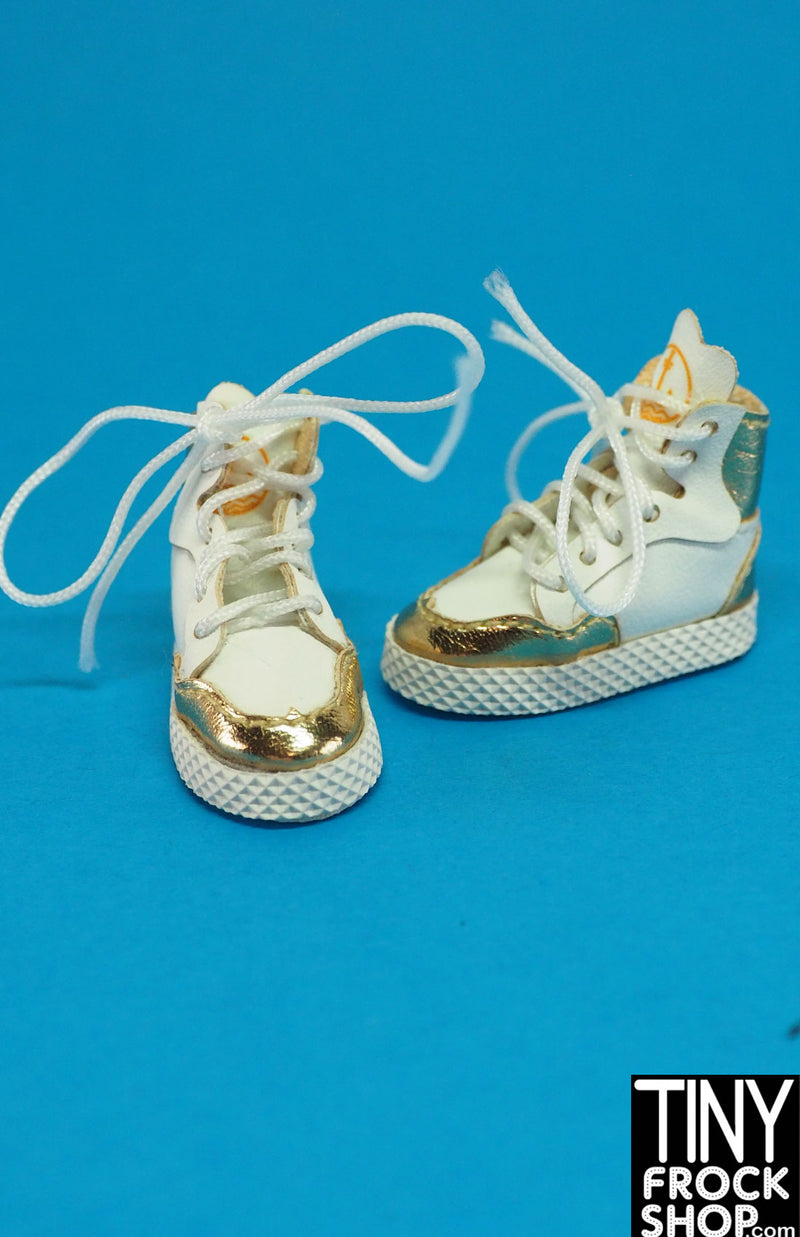 12" Fashion Doll White and Gold Sneakers by The Janchor