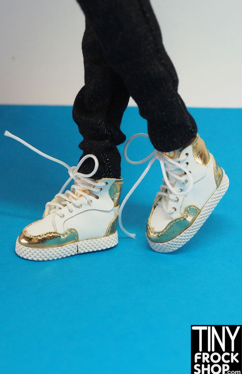 12" Fashion Doll White and Gold Sneakers by The Janchor