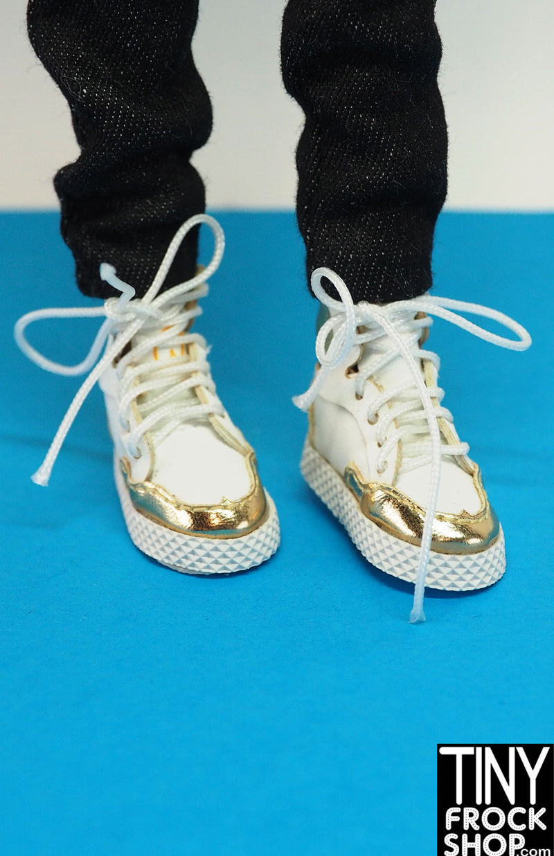 12" Fashion Doll White and Gold Sneakers by The Janchor