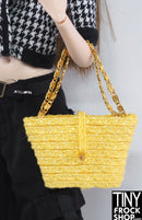 12" Fashion Doll Yellow Ratan Tote Bag with Jewelry Handles - Tiny Frock Shop