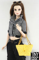 12" Fashion Doll Yellow Ratan Tote Bag with Jewelry Handles - Tiny Frock Shop