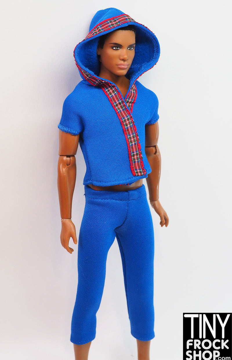 12" Fashion Male Doll Blue Hooded Neoprene Outfit