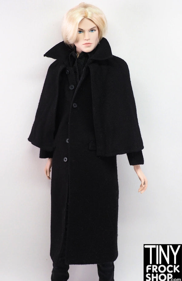 12" Fashion Male Doll Woolen Black Cape Coat