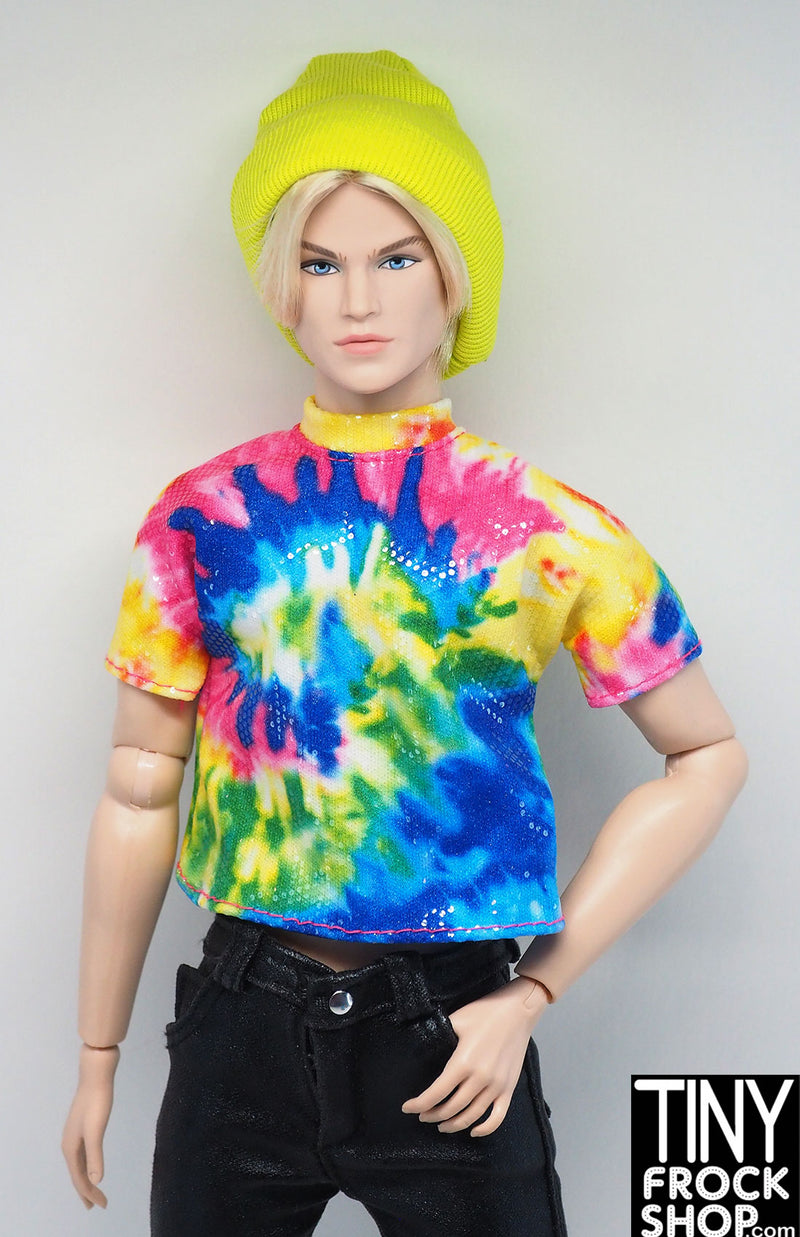 12" Fashion Doll Male Doll Foil Tie Dye Tee Shirt