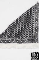 12" Fashion Doll Black and White Cotton Print Scarf