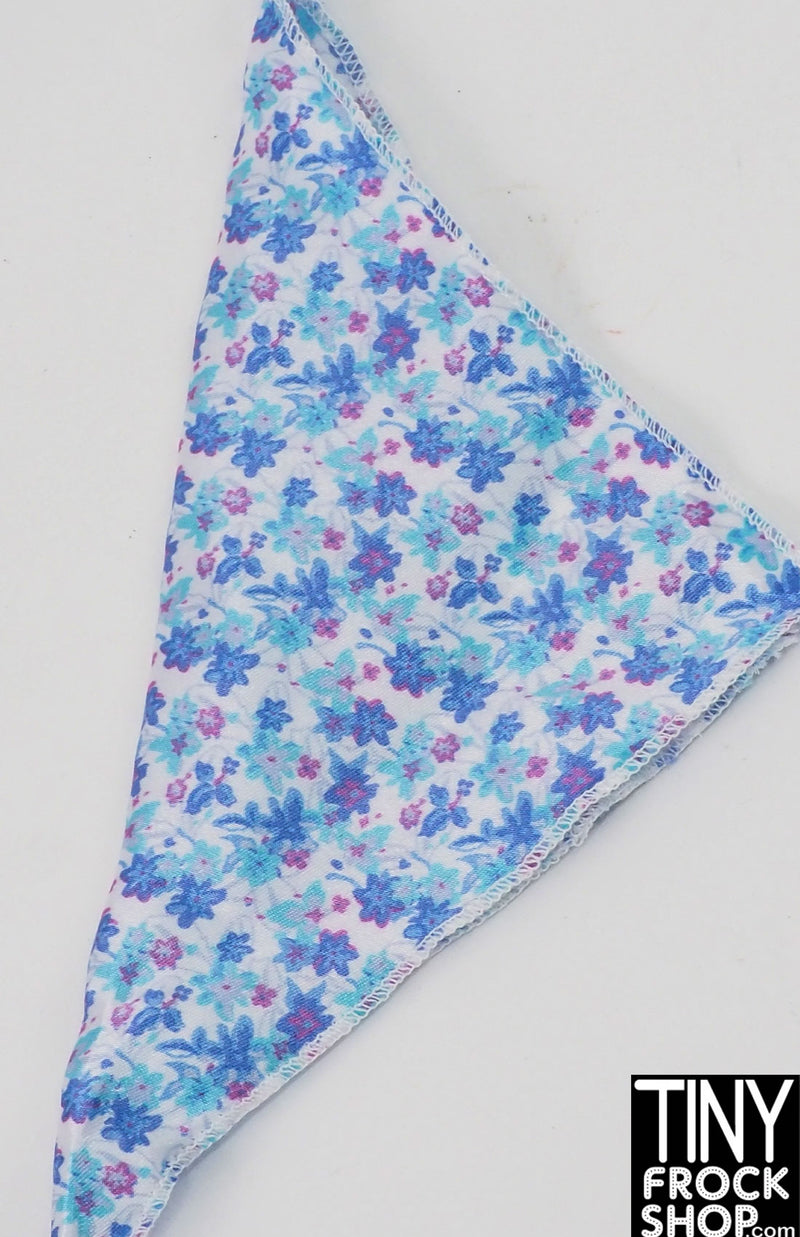 12" Fashion Doll Blue Tone Floral Scarf