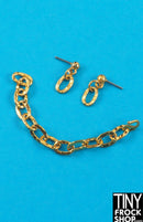12" Fashion Doll Gold Chunky Chain Earrings and Necklace Set