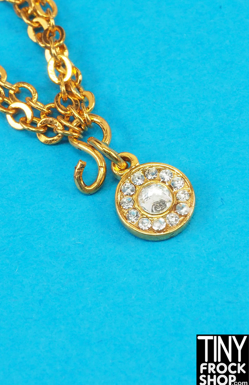 12" Fashion Doll Gold Medallion Necklace