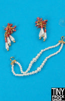 12" Fashion Doll Pearl and Coral Cluster Earrings and Necklace Set
