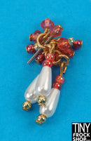 12" Fashion Doll Pearl and Coral Cluster Earrings and Necklace Set