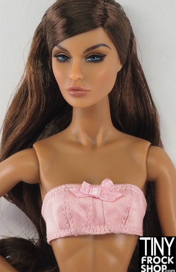 12" Fashion Doll  Pink Strapless Satin Bra Top