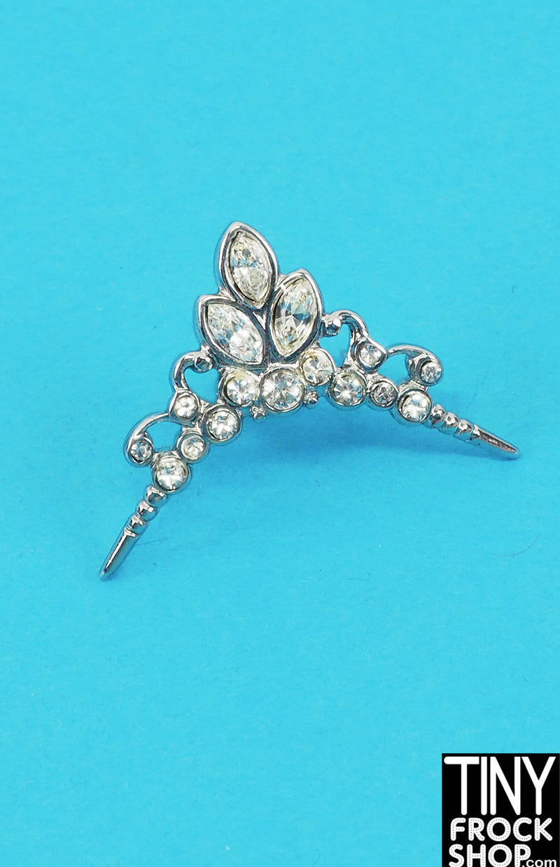 12" Fashion Doll Silver Medium Metal Tiara Comb with Rhinestones
