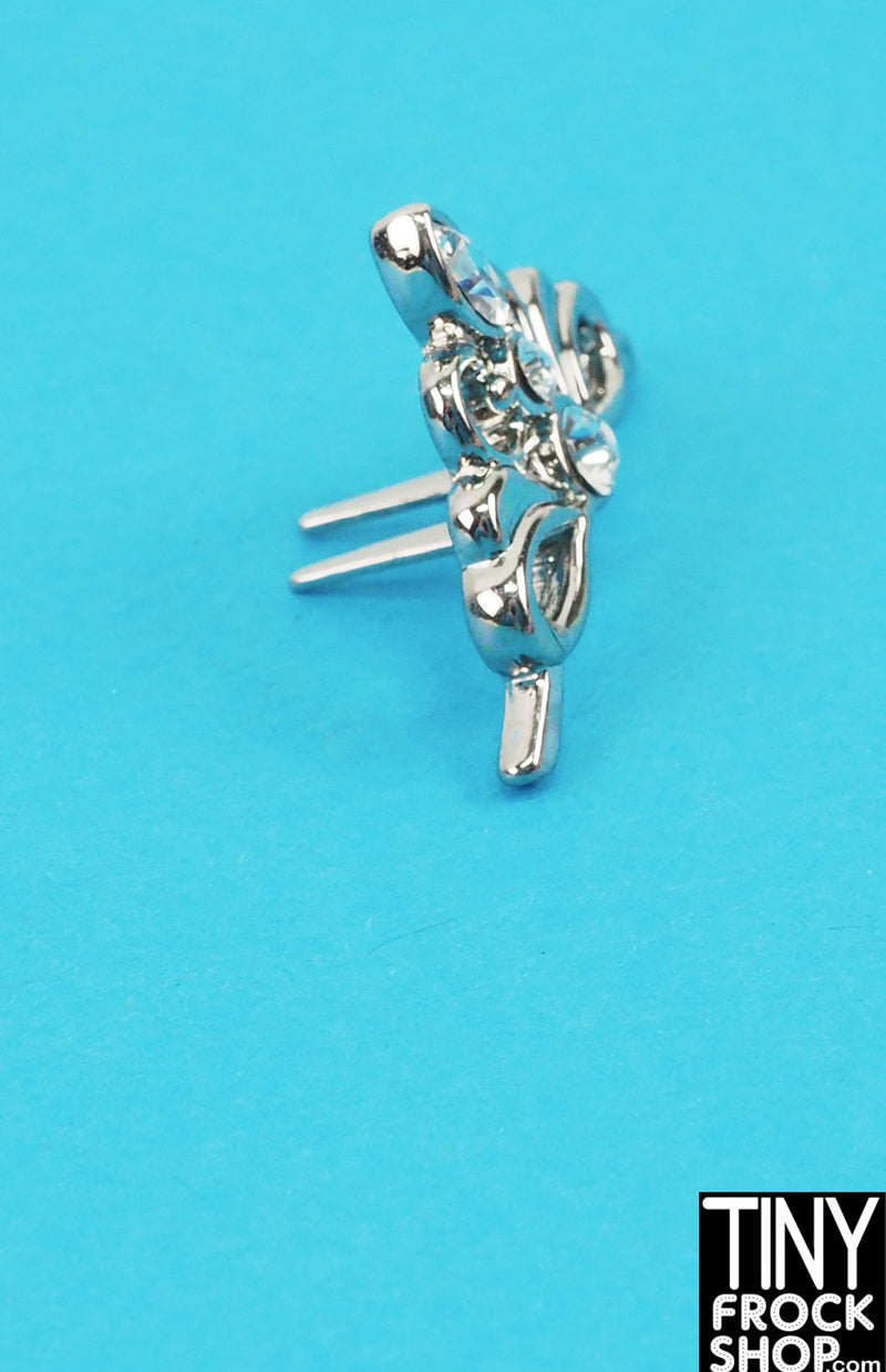 12" Fashion Doll Silver Mini Metal Tiara Comb with Rhinestones