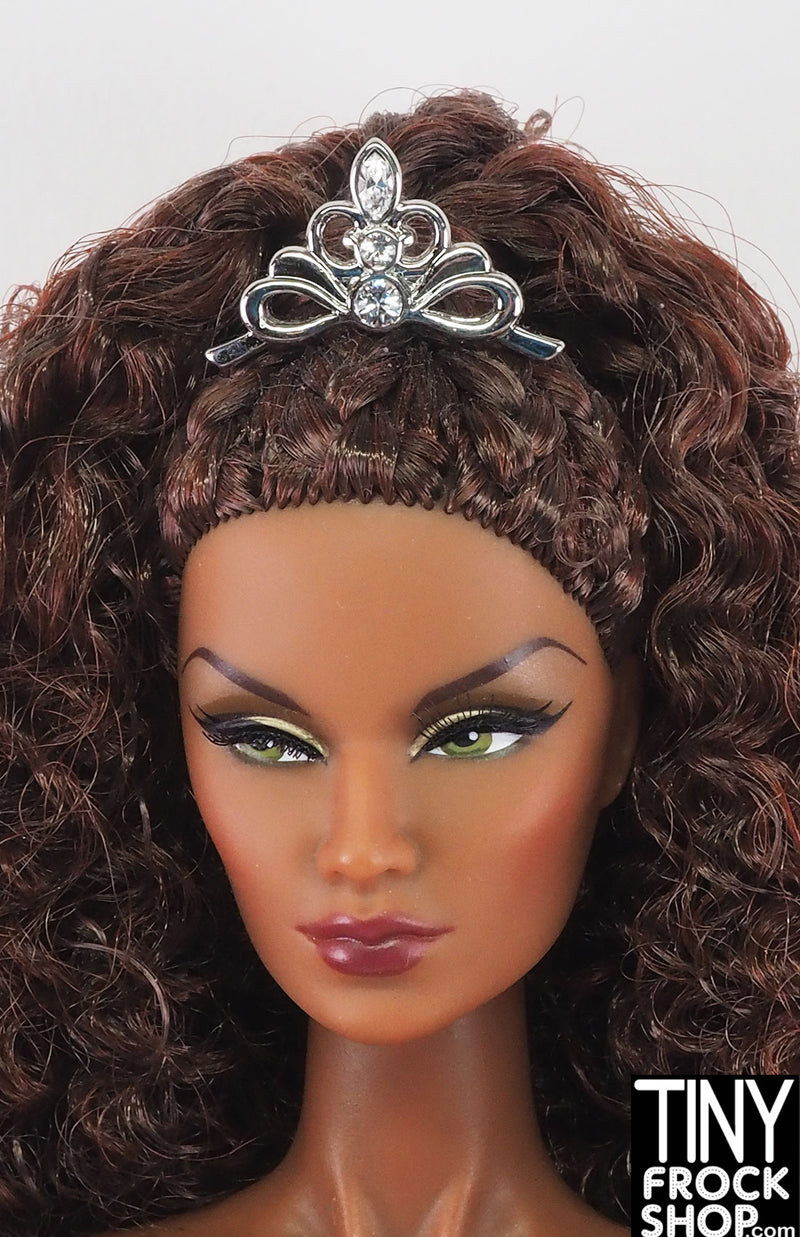 12" Fashion Doll Silver Mini Metal Tiara Comb with Rhinestones