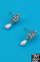 12" Fashion Doll Silver Rhinestone and Pearl Earrings