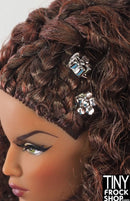 12" Fashion Doll Silver Set of 2 Flower Metal Hair Pins