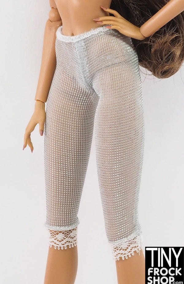 12" Fashion Doll Silver Sparkling Lace Trimmed Capri Leggings