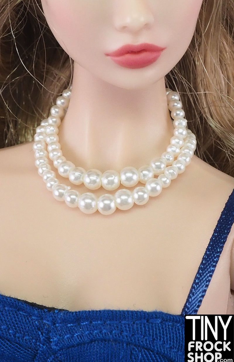 12" Fashion Doll White Double Strand Pearl Necklace