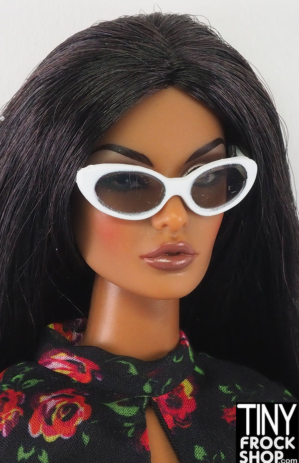 12" Fashion Doll White Rounded Cat Eye Sunglasses