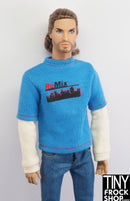 12" Fashion Male Doll Blue and White Remix Graphic Tee