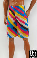 12" Male Fashion Doll Modern Multi Colored Nylon Swim Trunks - Tiny Frock Shop