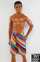 12" Male Fashion Doll Modern Multi Colored Nylon Swim Trunks - Tiny Frock Shop