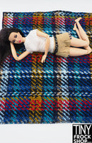12" Fashion Doll Blurred Plaid Jewel Toned Area Rug by TINY FROCK