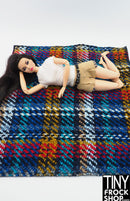12" Fashion Doll Blurred Plaid Jewel Toned Area Rug by TINY FROCK