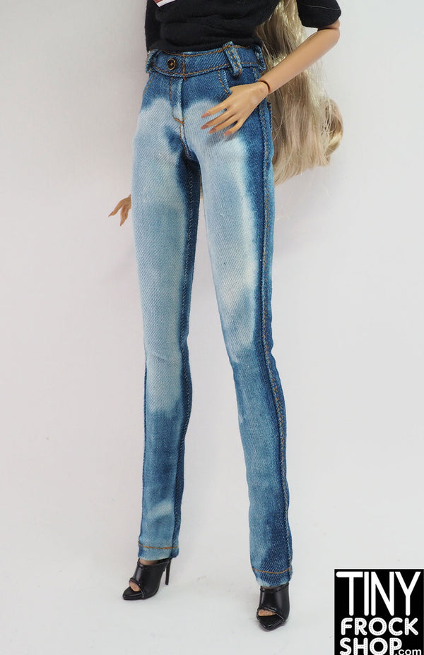 12" Fashion Royalty Bleached Blue Denim Jeans