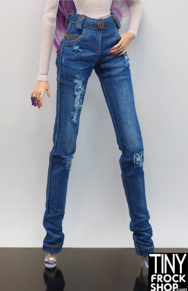 12" Fashion Royalty Medium Blue Ripped Denim Jeans by Svitdolls