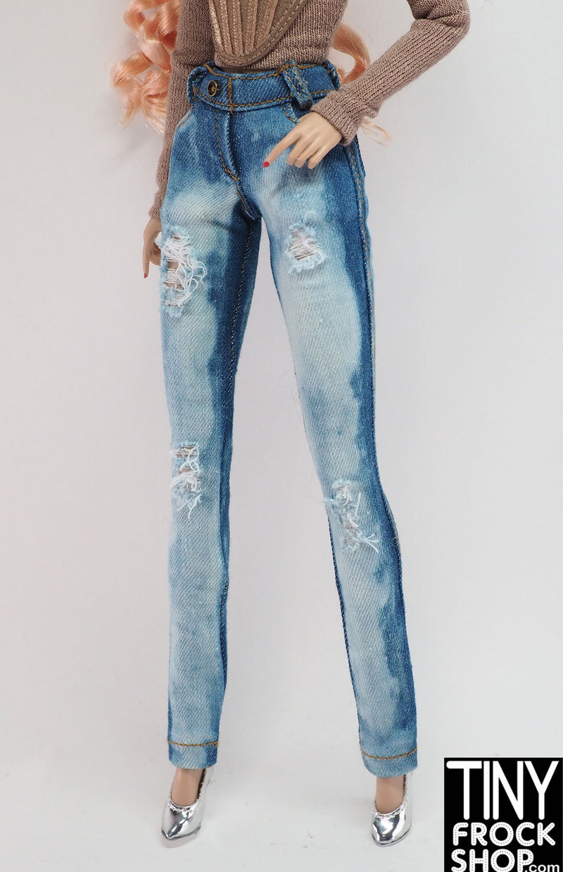 11.5" Poppy Parker Bleached Blue Ripped Denim Jeans