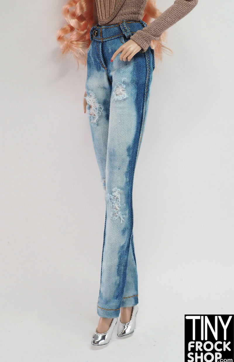 11.5" Poppy Parker Bleached Blue Ripped Denim Jeans