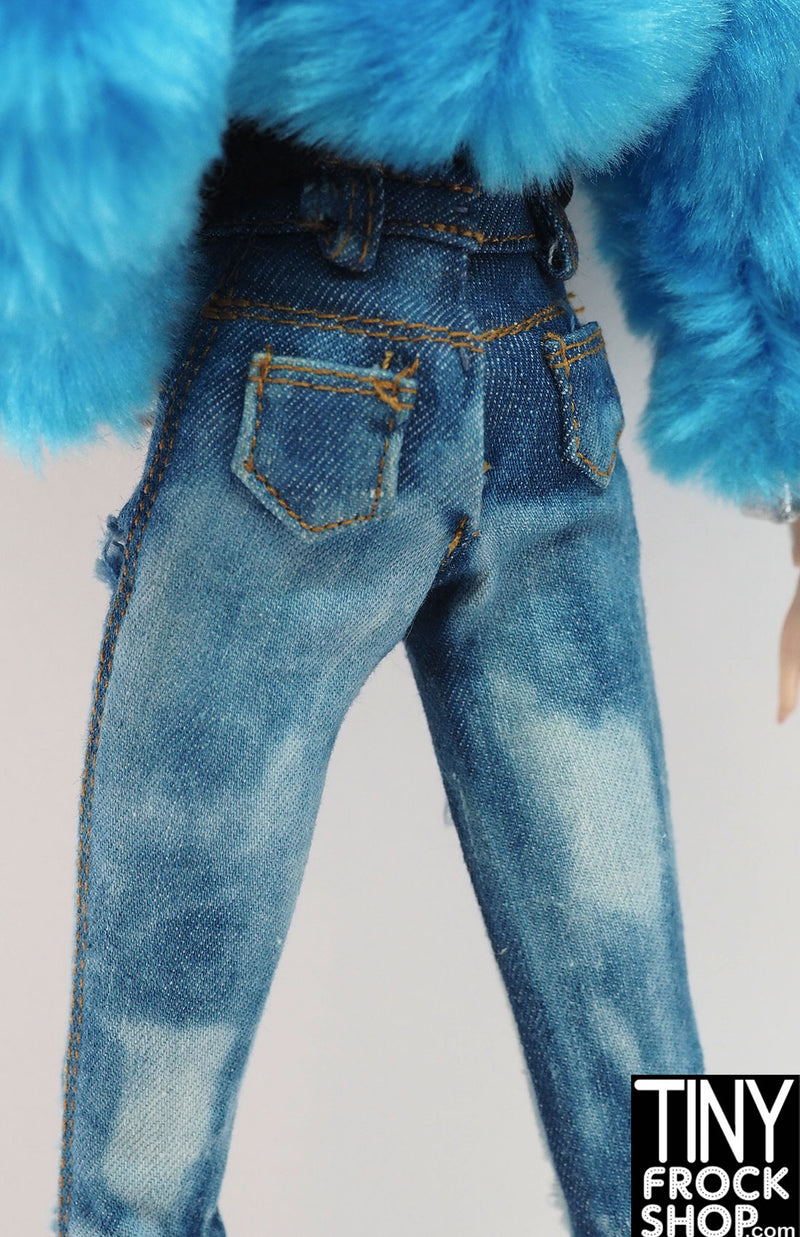 12" Fashion Royalty Bleached Blue Denim Jeans