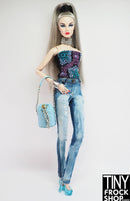 12" Fashion Royalty Bleached Blue Ripped Denim Jeans