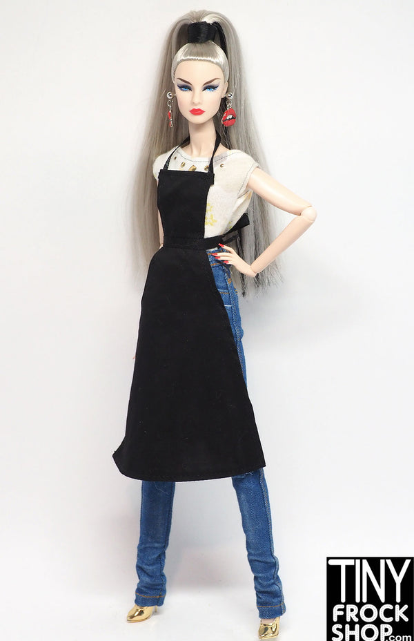 12" Fashion Doll Black Cotton Apron