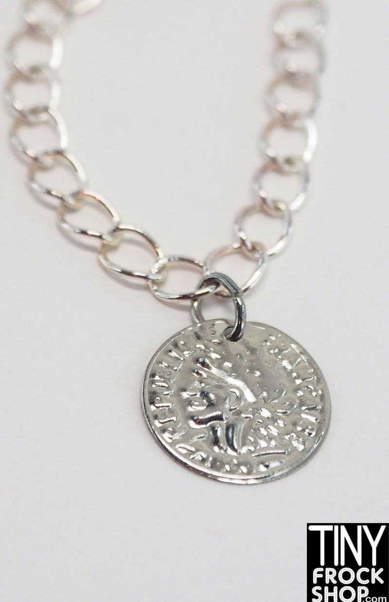 12" Fashion Doll Metal Silver Coin Necklace by Pam Maness