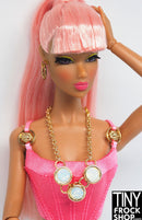 12" Fashion Doll Moonstone and Gold Necklace and Hoop Earring Set by Pam Maness