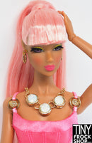 12" Fashion Doll Moonstone and Gold Necklace and Hoop Earring Set by Pam Maness